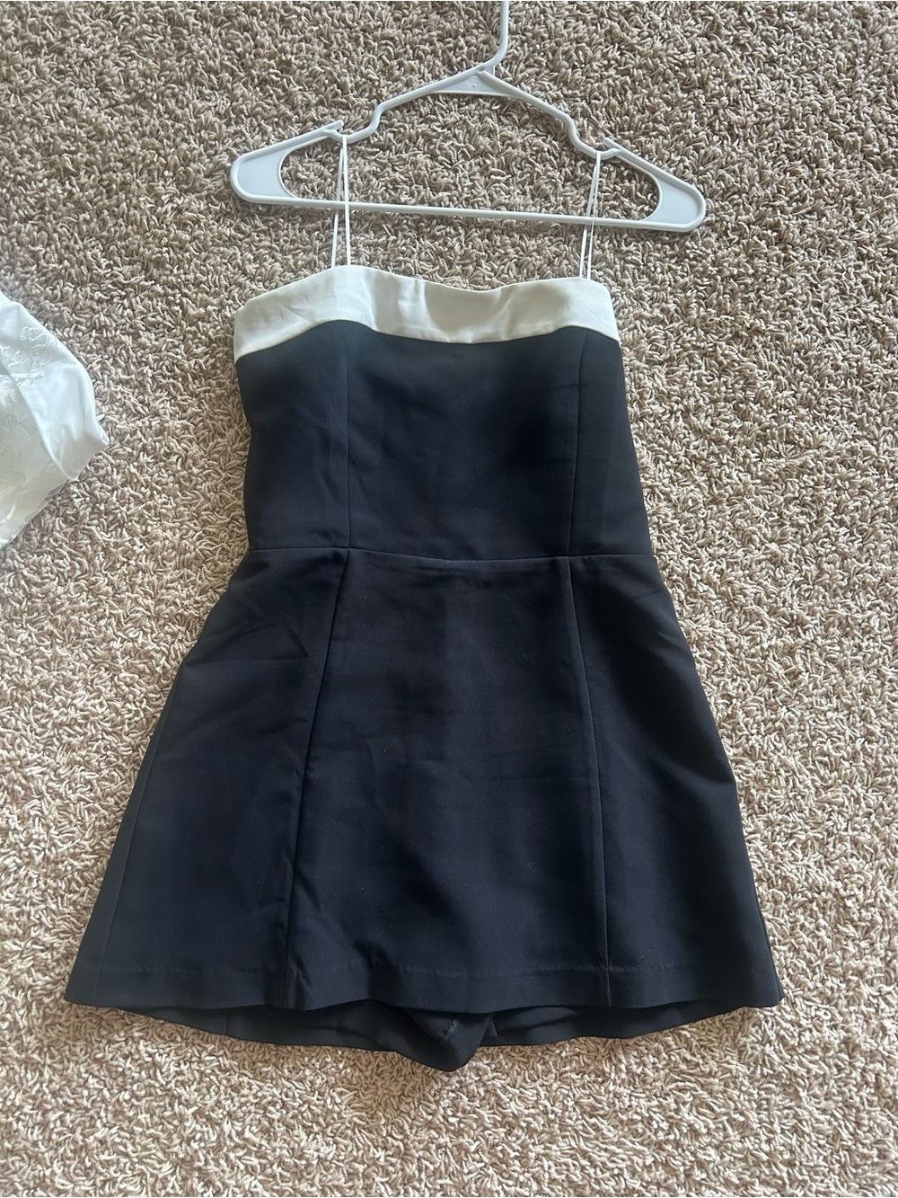 REVOLVE Strapless Black Dress with White Trim